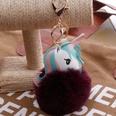 Unicorn Imitation Rex Rabbit Hair Ball Keychain Cartoon PU Pony Bag Plush Pendant Car Keychain Girlspicture46