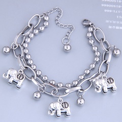 Korean fashion hip hop simple stainless steel beads baby elephant bracelet