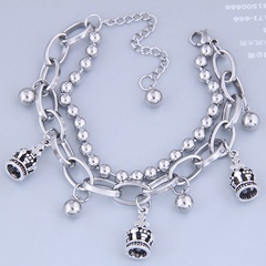 Koreanische Mode Hip-Hop einfache Edelstahl Perlen Krone Armband