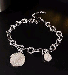 fashion hip-hop simple stainless steel coin bracelet