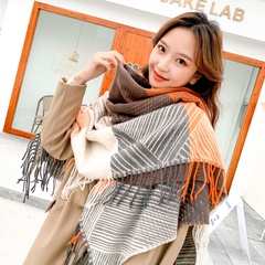 Striped large square scarf