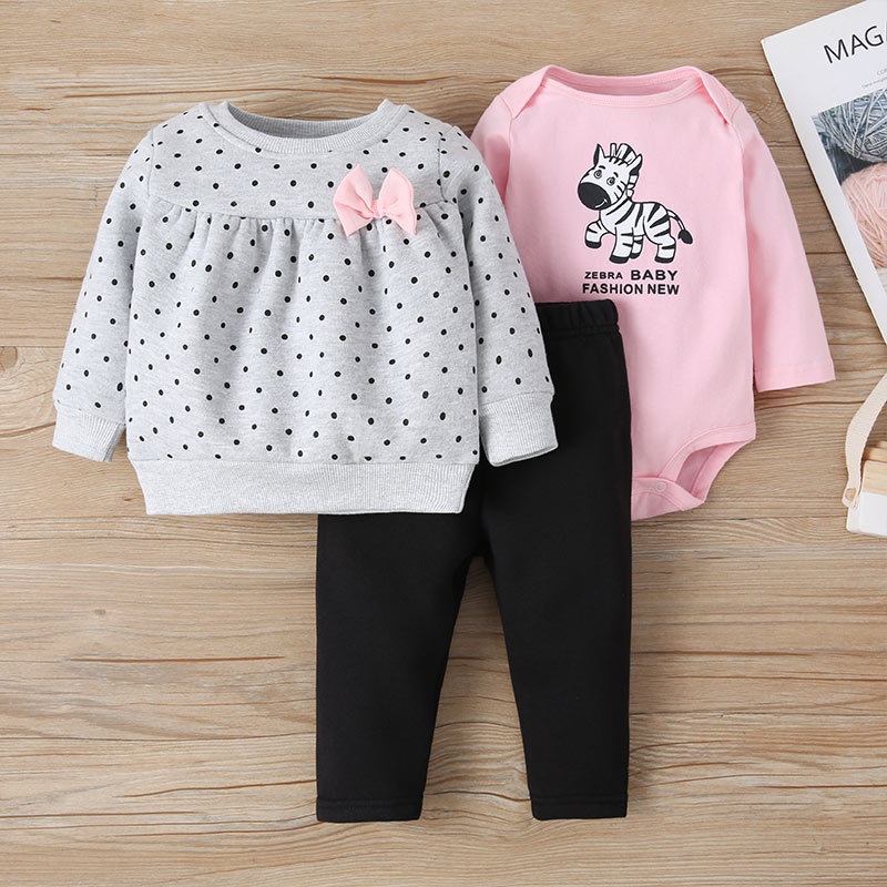 jersey de moda de tres piezas con estampado de animales para bebs
