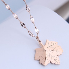 Korean fashion sweet OL maple leaf titanium steel necklace