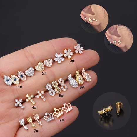 Boucles d'oreilles piercing en zircon micro-incrusté New Fashion's discount tags