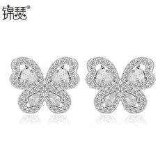 Zircon Inlaid Korean flowers Earrings