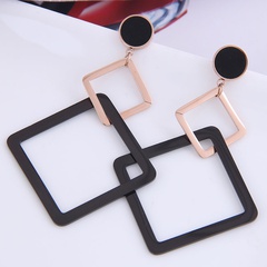 fashion titanium steel geometric square exaggerated earrings