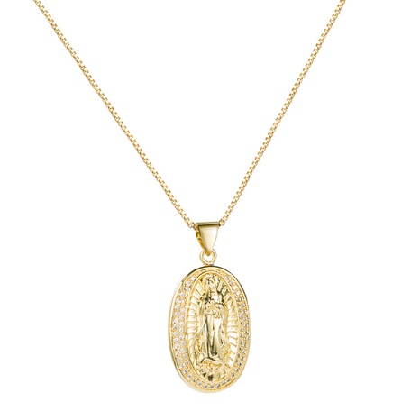 collier portrait de la Vierge Marie doré's discount tags