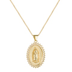 ovale Jungfrau Maria Statue Anhänger Kupfer Halskette