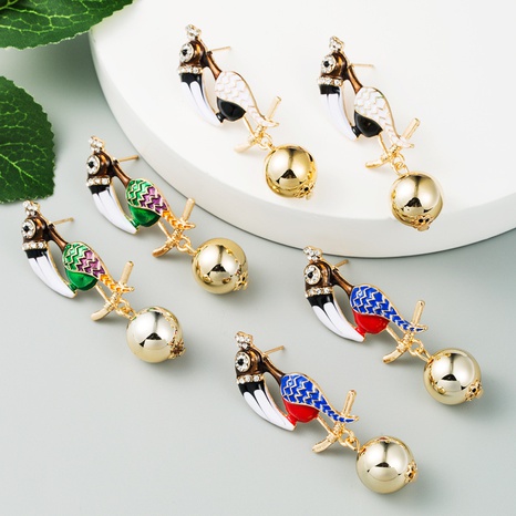 alloy diamond woodpecker earrings's discount tags