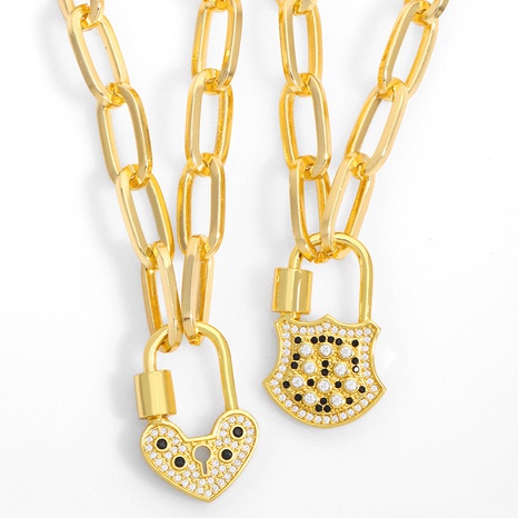 fashion lock diamond pendant necklace NHAS300820's discount tags