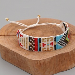 Bohemian ethnic style fashion hand-woven beaded colorful geometric bracelet