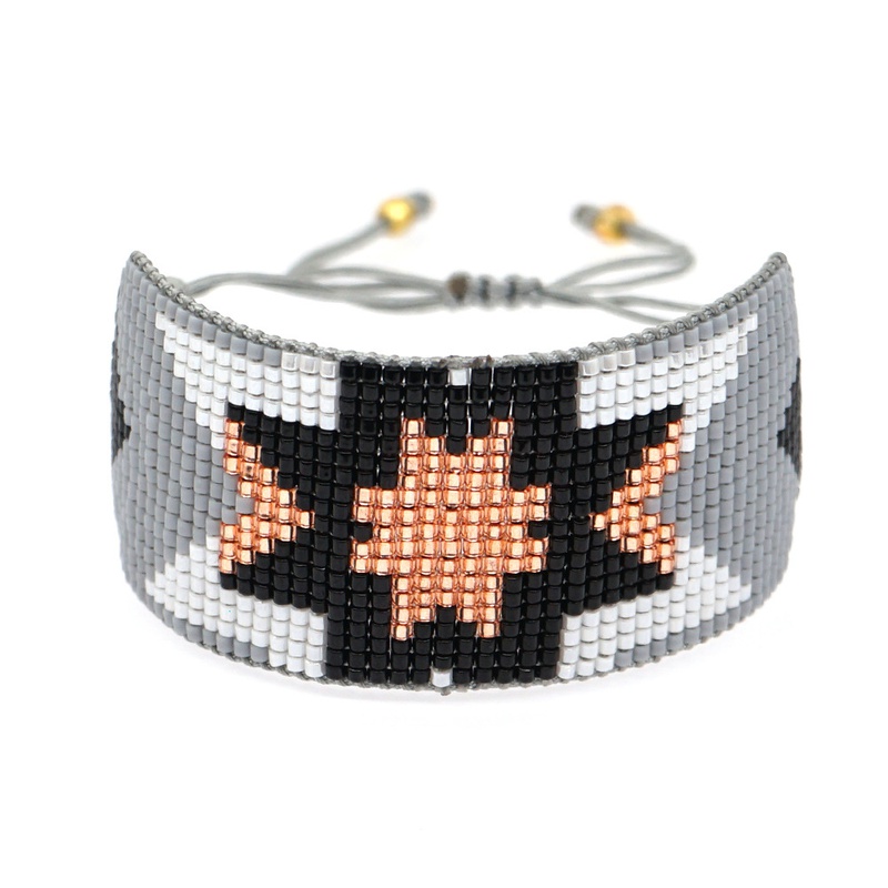 Bohemian ethnic Miyuki rice beads woven pure handmade geometric beaded bracelet