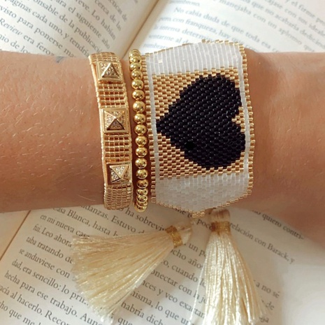 Bohemian ethnic style woven love heart beaded bracelet NHGW300915's discount tags