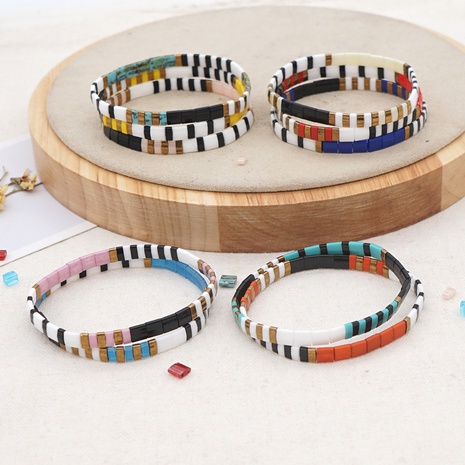  Fashion Color Matching Beaded Square Mini Bohemian Bracelet NHGW300933's discount tags