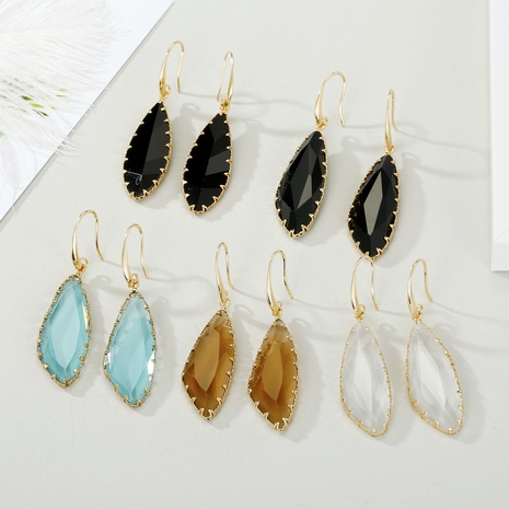 fashion geometric long water drop crystal earrings NHGO301011's discount tags