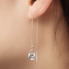 Korea fashion zircon water drop tassel earrings