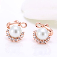 Korean Fashion Sweet Simple Bow Pearl Earrings