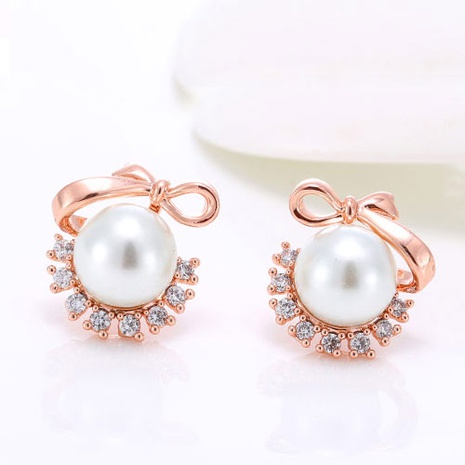 Korean Fashion Sweet Simple Bow Pearl Earrings's discount tags