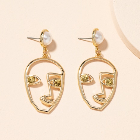 abstrakte Gesicht Diamant Perlen Ohrringe's discount tags