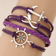 retro creative anchor 8-letter paddle alloy braided bracelet