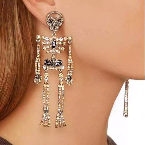 skull skeleton alloy inlaid rhinestone earrings's discount tags