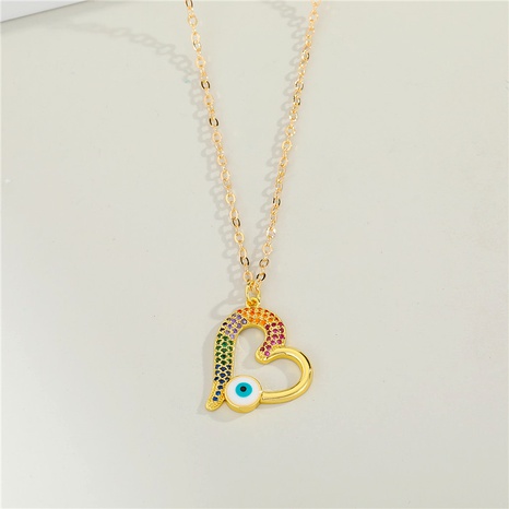 diamond-studded blue eye heart-shaped pendant necklace's discount tags