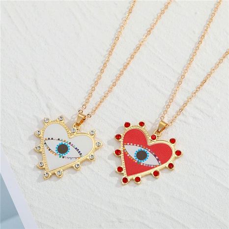 Bohemia new diamond heart-shaped demon eye necklace's discount tags