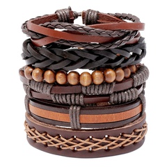 Retro  braided brown  leather bracelet