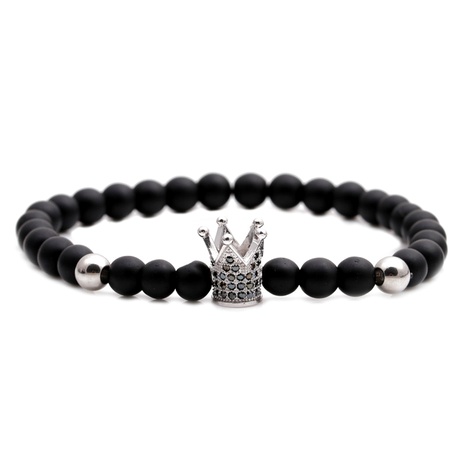 6MM frosted stone crown beaded bracelet's discount tags