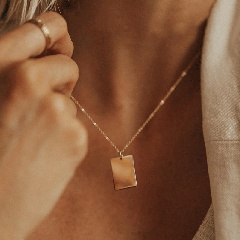 new stainless steel square simple gold-plated necklace