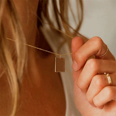 neue quadratische glänzende Halskette aus Edelstahl's discount tags