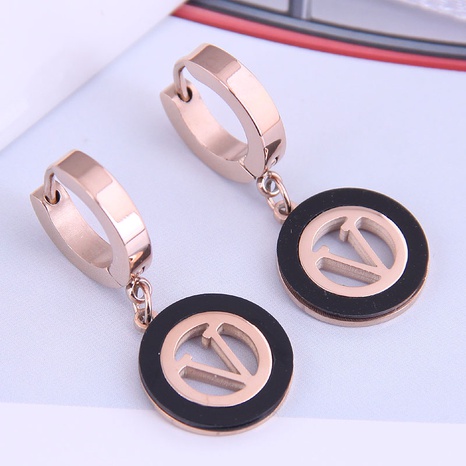 Fashion Titanium Steel Round V-shaped Earrings's discount tags