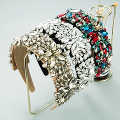New Baroque Retro Exaggerated Stained Glass Diamond Fabric Headband  NHLN302300