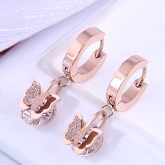 fashion titanium steel simple butterfly zircon earrings