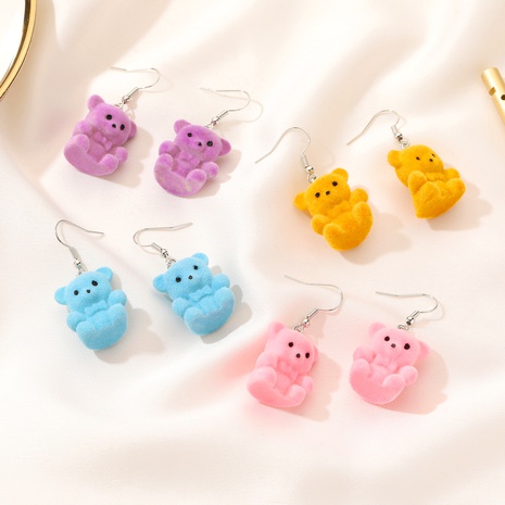 Cute flocking bear earrings's discount tags
