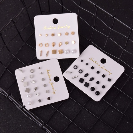 alloy diamond simple earrings set's discount tags