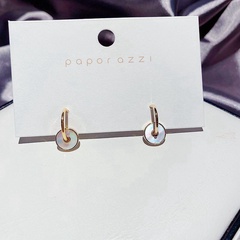 Korea S925 silver needle simple natural shell circle earrings