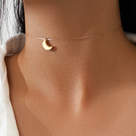 Moon Pendant Transparent Mermaid Line Necklace's discount tags