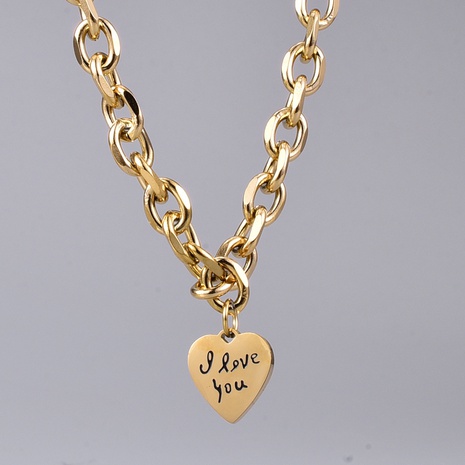 retro letter heart titanium steel necklace's discount tags