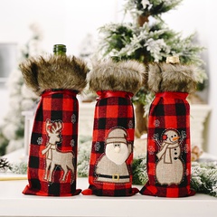 red lattice Santa Claus Elk wine bottle cover
