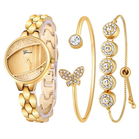 Reloj de cuarzo con diamantes de imitación de tres piezas para mujer's discount tags