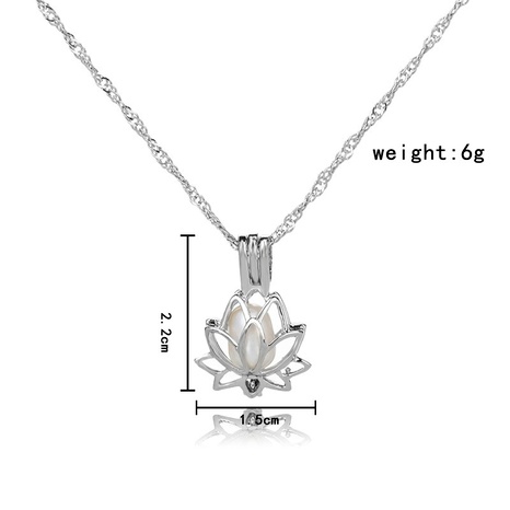 simple pearl lotus cage pendant necklace's discount tags
