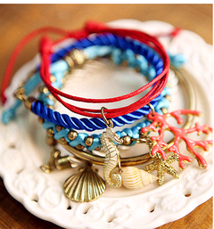 5-piece set of shells starfish fashion bracelet
