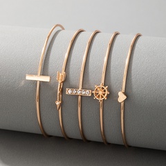 simple diamond-studded metal arrow love heart diamond-studded  bracelet