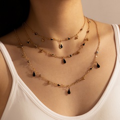 New  Multilayer Black Water Drop Necklace
