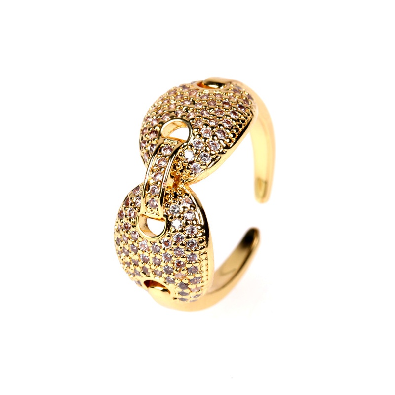 hiphop  micro inlaid full of diamonds fashion open  ring
