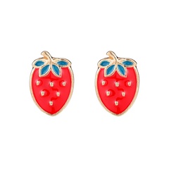 wholesale alloy fruit red strawberry earrings