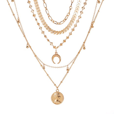 Bohemian fashion multi-layer moon pendant necklace NHCU292384's discount tags