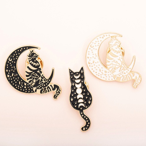 new punk moon total eclipse cat brooch  NHCU292417's discount tags