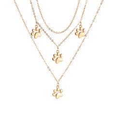 cute cat paw three-layer necklace